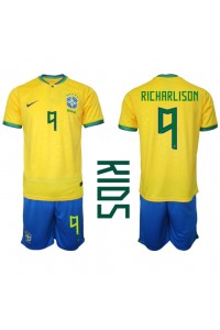Brazilië Richarlison #9 Babytruitje Thuis tenue Kind WK 2022 Korte Mouw (+ Korte broeken)